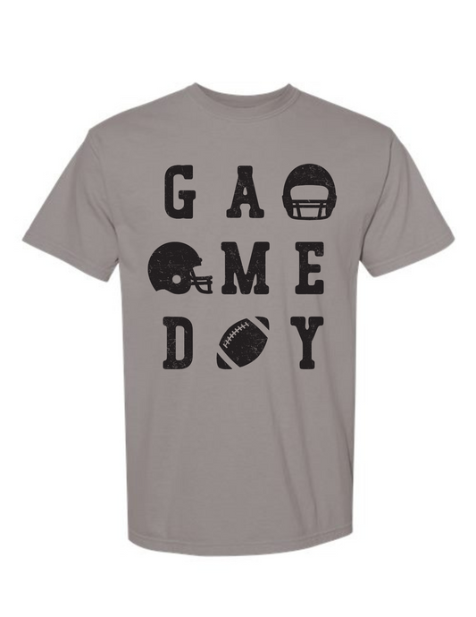 T/S Gameday Black Distressed