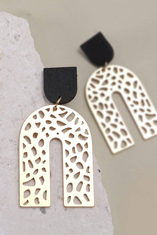 LUX CUTOUT U SHAPE DROP EARRINGS | 80E3487