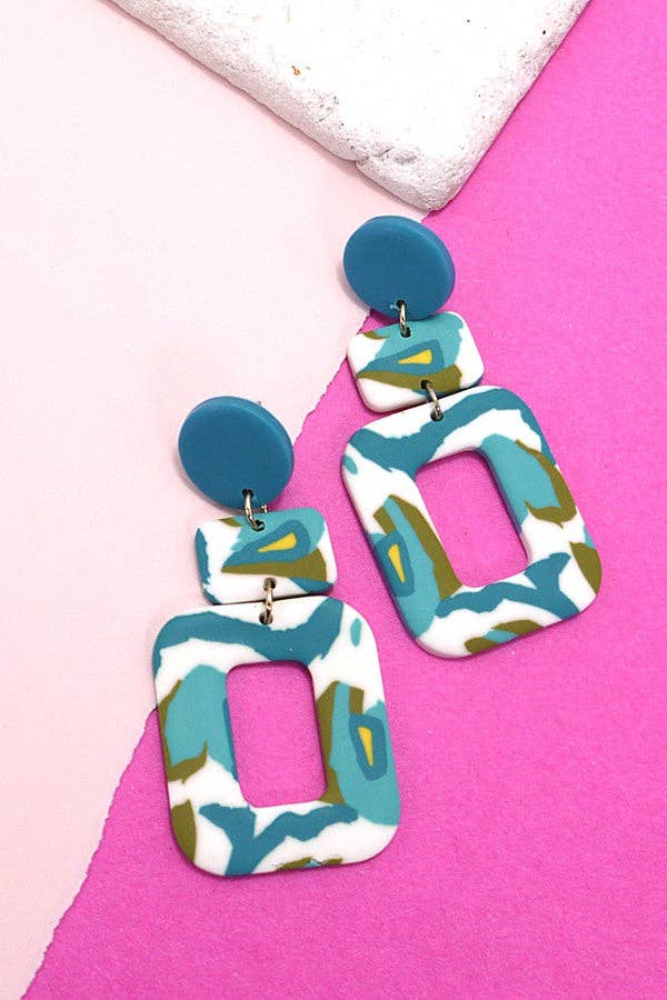 GEOMETRIC POLYMER CLAY DROP EARRINGS | 40E230