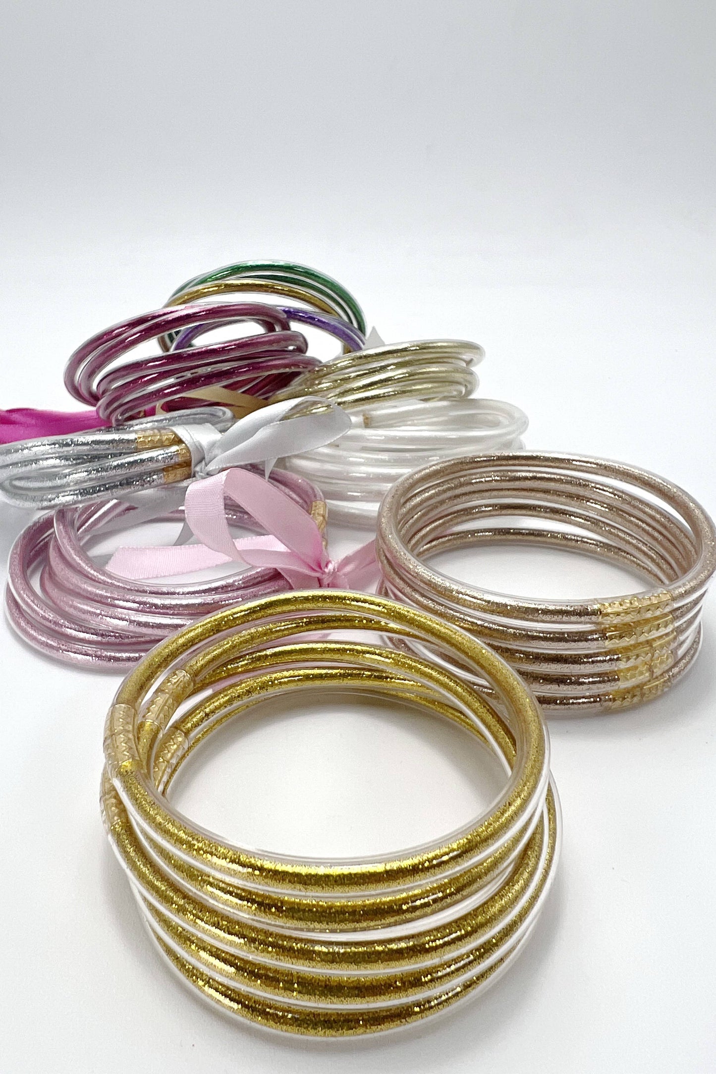 JELLY TUBE GLITTER FOIL BANGLE BRACELETS