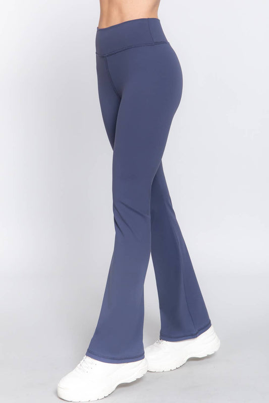 Waist Band Flare Stretch Workout Long Pants