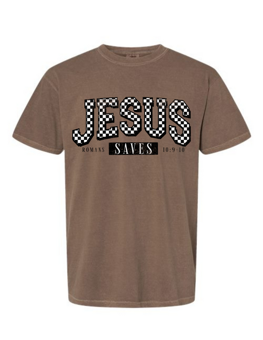 T/S Jesus saves checkered
