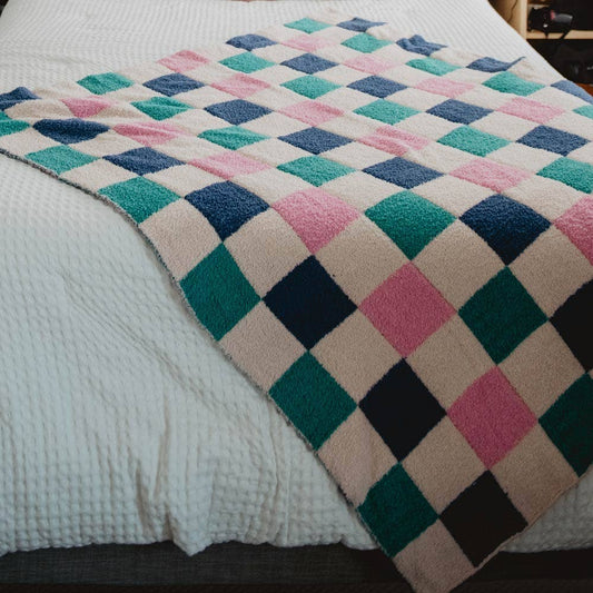 Multicolor Checkered Oversized Throw Blanket