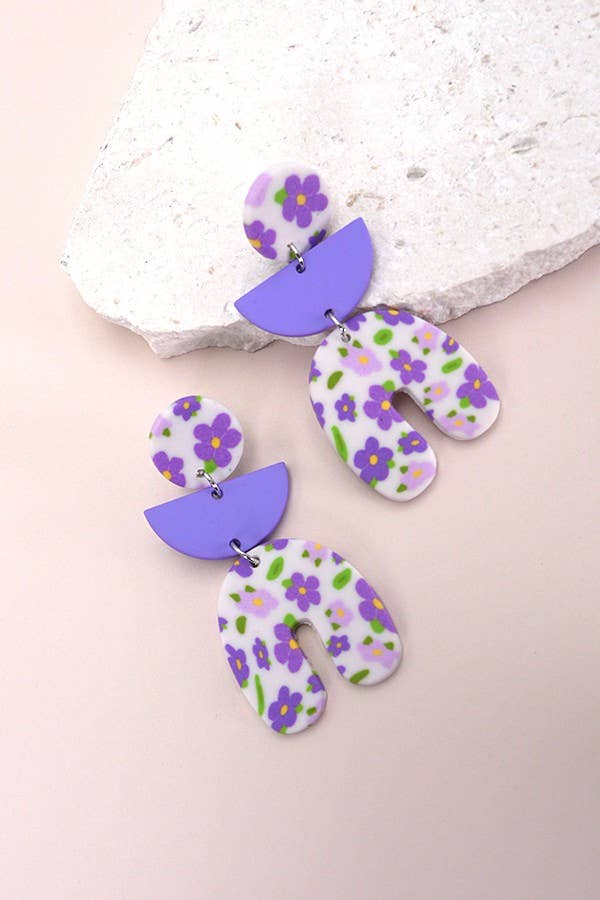 FLOWER POLYMER CLAY DROP EARRINGS | 40E286