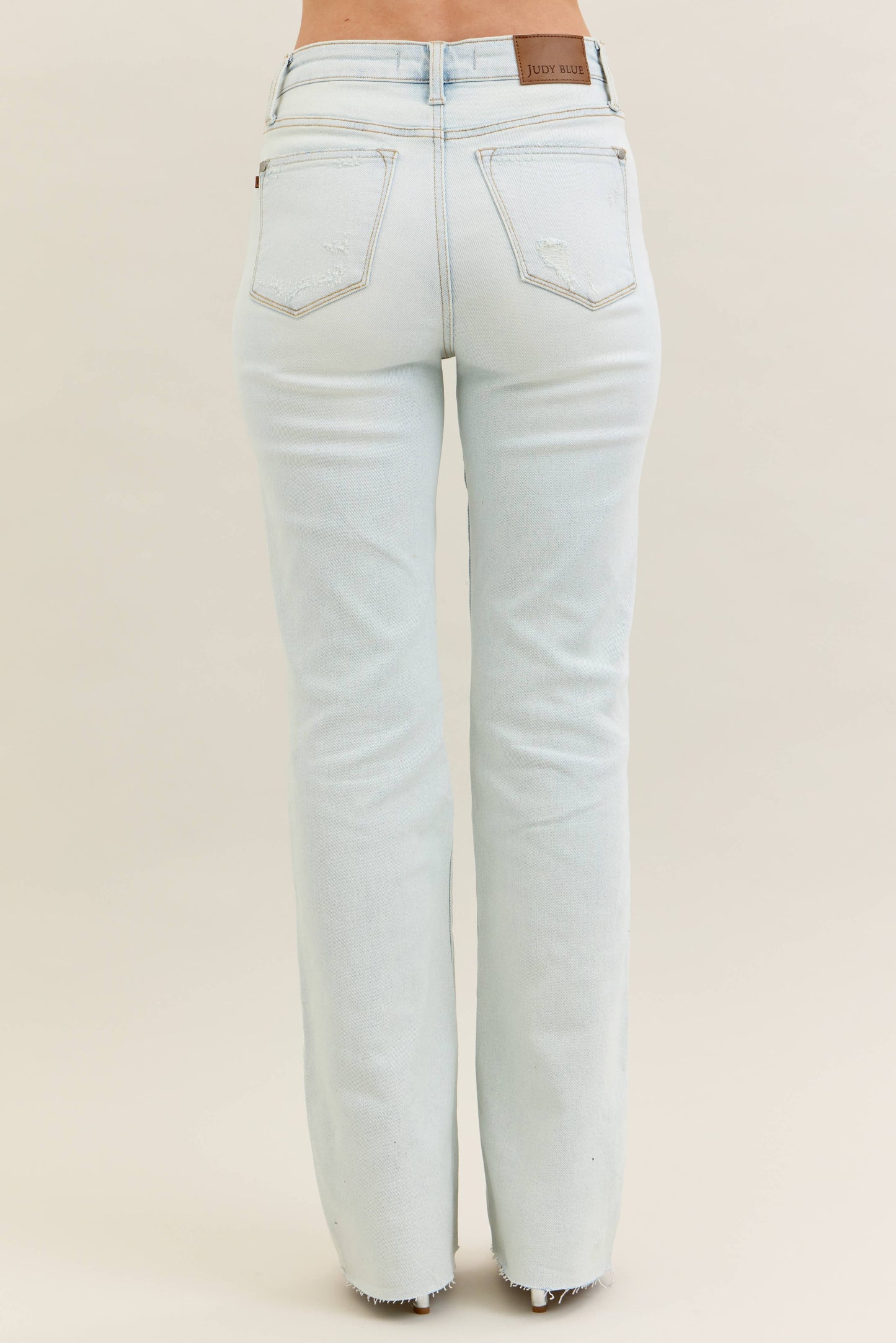 Mid Rise Distressed & Fray Hem Bootcut