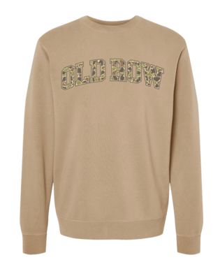 Old Row Tan & Camo Pigment Dyed Crewneck