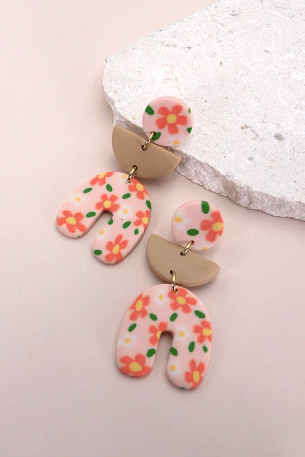 FLOWER POLYMER CLAY DROP EARRINGS | 40E286