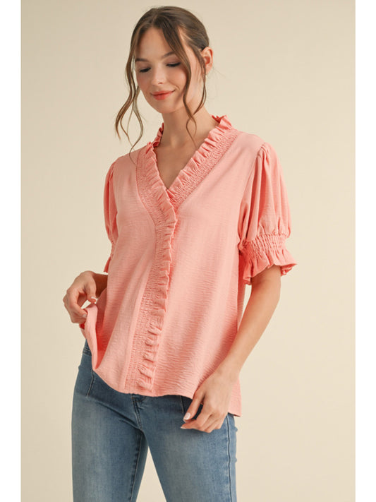 Peach Ruffle Blouse