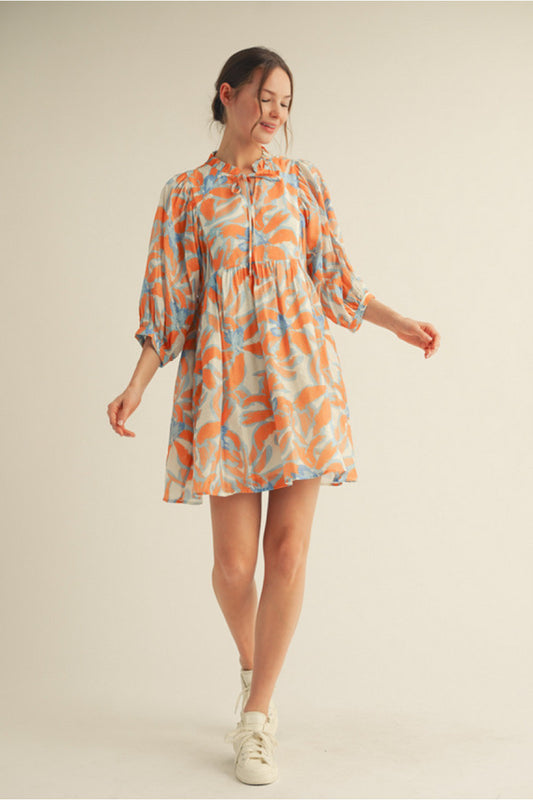 Orange Mix floral dress