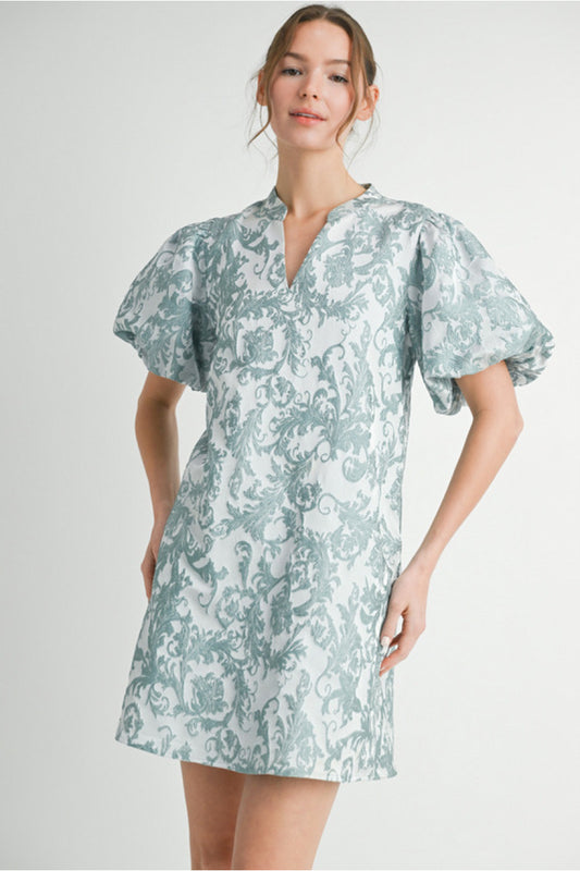 Kale textured V-neck Dress