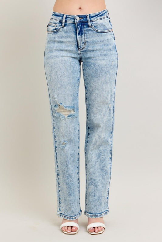 Judy Blue Hw Mineral Wash Destroy 90's Straight Jean