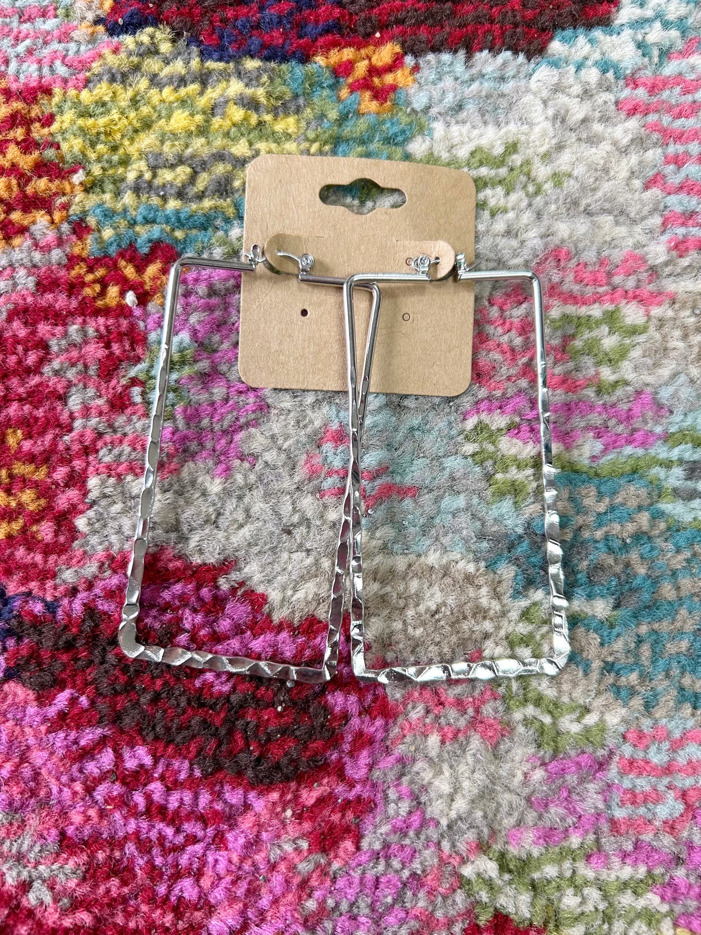 Silver rectangle earring