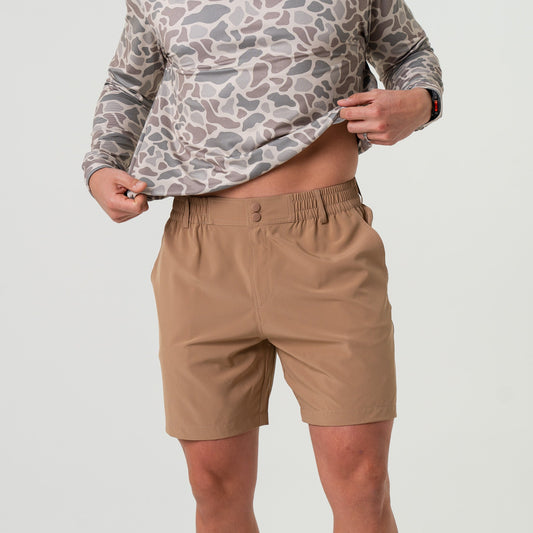 Burlebo Desert Tan Flying Duck Green Pocket Everyday Short